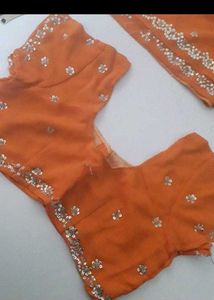 Elegant Orange Embroidered Saree