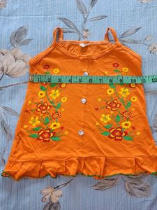 Cute Orange Floral Print Baby Dress