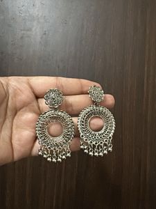 2 pairs  Oxidized Silver Jhumka Earrings