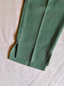 Teal Cropped Formal Trousers