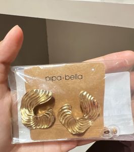 Pipa Bella Gold Textured Hoop Earrings