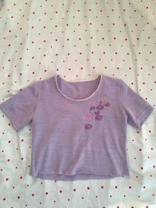 Purple Embroidered Flower Top