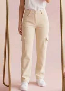 Cream Corduroy Cargo Pants