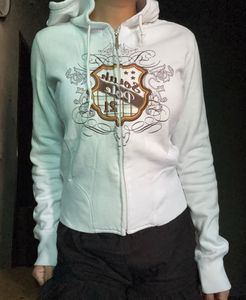 White Graphic Zip-Up Hoodie jacket