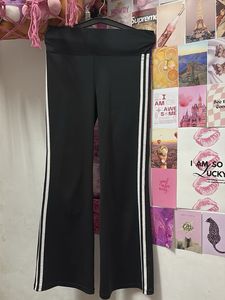 Black Flared Pants with White Stripes