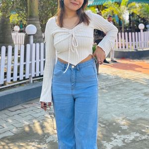 Trendy Ribbed Tie-Front Top