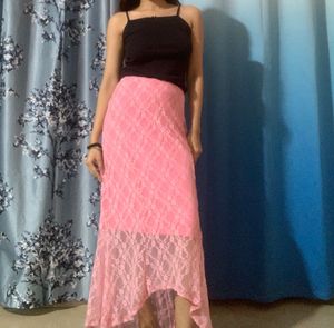 Pink Lace Maxi Skirt