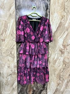 Purple Floral Tiered Dress