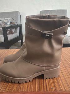 Chic Taupe Buckled Ankle Boots