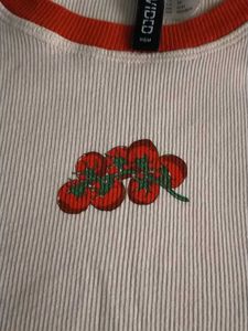 Cute Cherry Embroidered T-Shirt