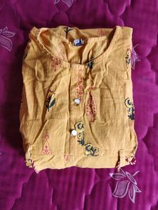 Yellow Printed Kurta/Kurti