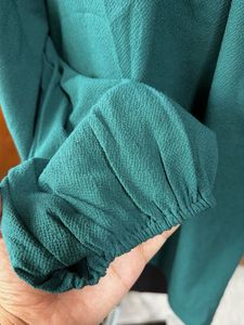 Elegant Teal Embellished Neck Top