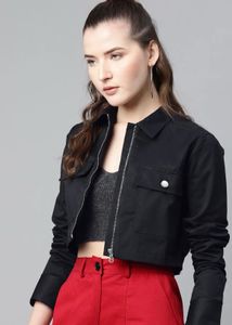 SALE - Black Cropped Denim Jacket