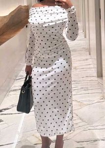White Polka Dot Off-Shoulder Dress