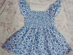 Blue &amp; White Floral Smocked Top | Cute Summer Wear