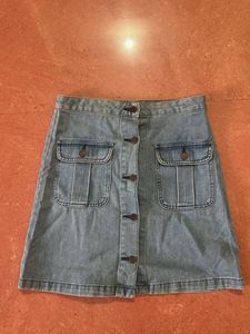 Denim Mini Skirt with Pockets
