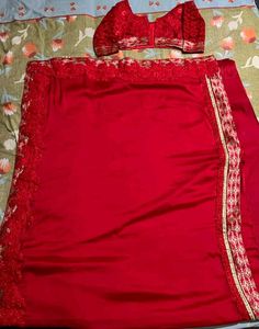 Beautiful Red Bollywood Saree with Netted Blouse ❤