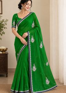 Vibrant Green Embellished Saree