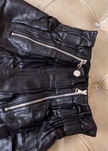 Black Faux Leather Paperbag Shorts