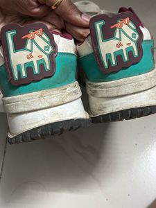 Chunky Maroon &amp; White Casual Sneakers