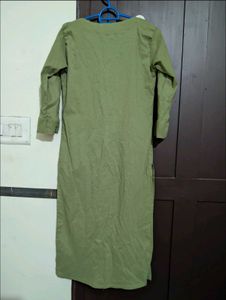 Olive Green Embroidered Kurta