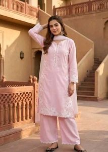 Pink Embroidered Kurta Set with Pa