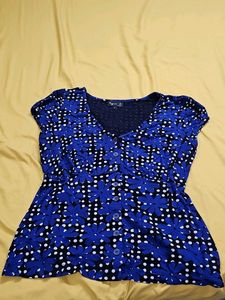 Agnes b. Blue Floral Print Button-Up Top
