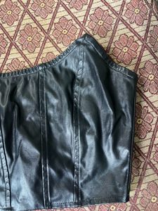 Black Faux Leather Corset Top