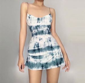 Tie-Dye Ruched Mini Dress