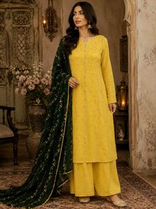 Premium Georgette Embroidered Unstitched Suit Set