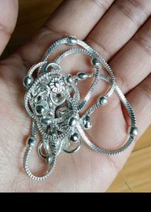 Silver Anklet with Beads
