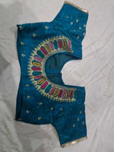 Embroidered Teal Blue saree