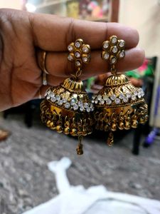Elegant Jhumka Earrings with Stones