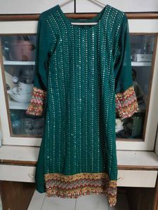 Embellished Teal Kurta Set with Dupatta