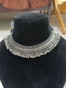 New Lightweight Oxidized Silver Choker Necklace