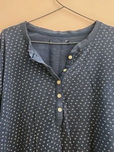 Blue Polka Dot Long Sleeve Top