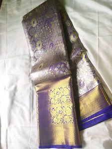Elegant Blue &amp; Gold Silk Saree