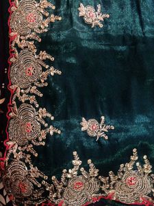 Elegant Embroidered Green Fabric