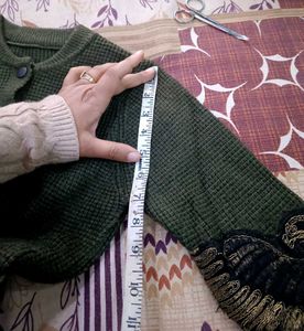 Olive Green Cardigan with embroidery on sleeves✨✨