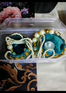 Special Diwali Offer Day🕯️ 🪔 Lamps Glass Bowls Light Blue 💙 And Muti Pulse Moti 🦪 Pearls Hanging