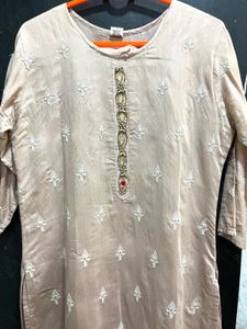 Elegant Beige Embroidered Kurta