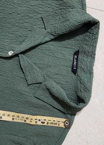 Olive Green Textured Crop Top