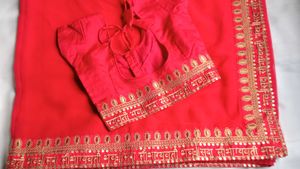 ✨❤Red Georgette Embroidered Saree❤✨