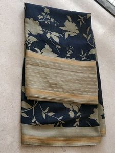 Beautiful Floral Navy Saree