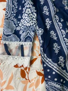 Elegant Navy Blue Printed Kurta