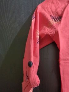 Pure Cotton Cute Pink Kurta With Black Detailing