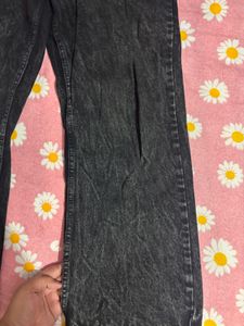 Stylish Washed Black Wide Leg Jeans