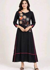 Embroidered Black Kurta