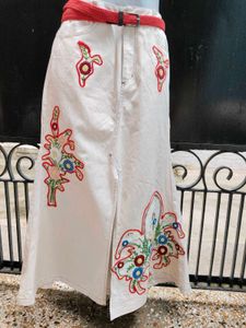 Customized Embroidered Denim skirt
