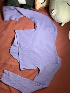 ZARA Lavender Ribbed Cropped Top